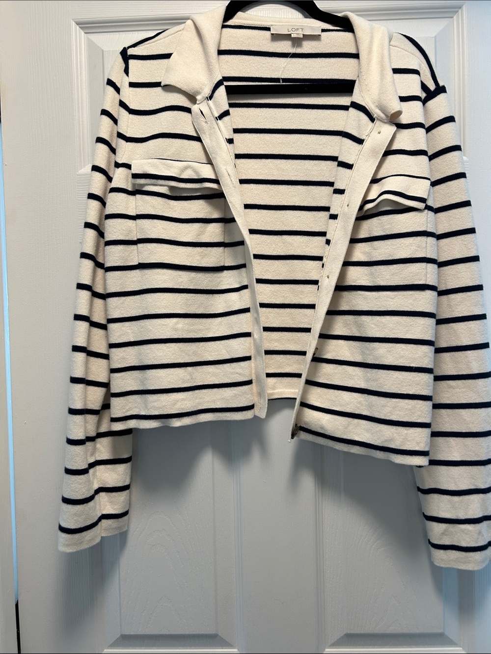 LOFT  Striped Cropped cotton Cardigan Jacket